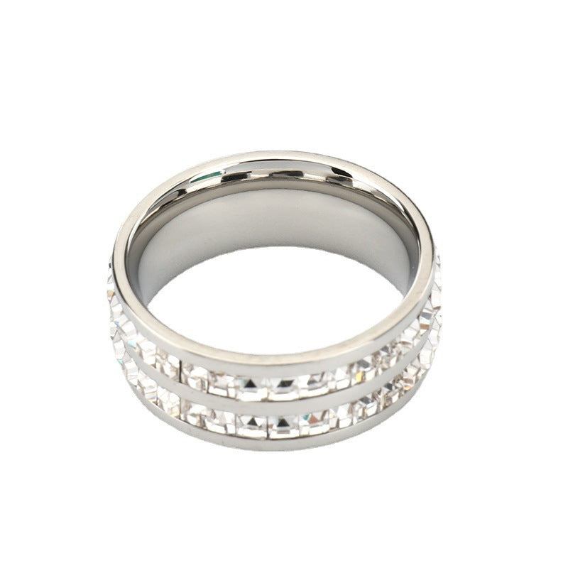 Titanium Steel Zircon Crystal Diamond Stainless Rings