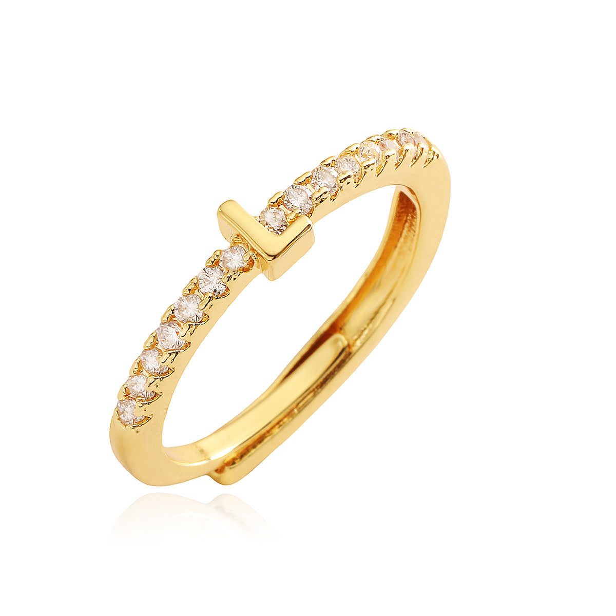 Simple Light Luxury Gold Zircon English Rings