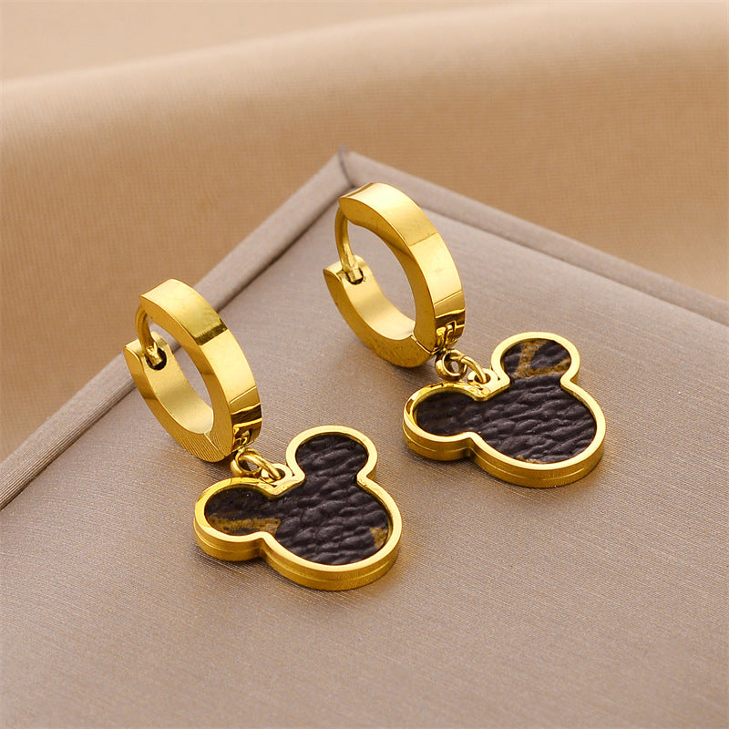 Steel No Fading Ear Gold Rose Earrings