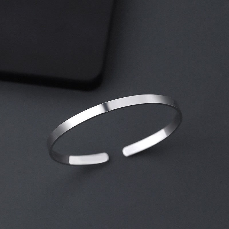 Men's Sier-plated Glossy Sier Simple Elegant Hand Bracelets