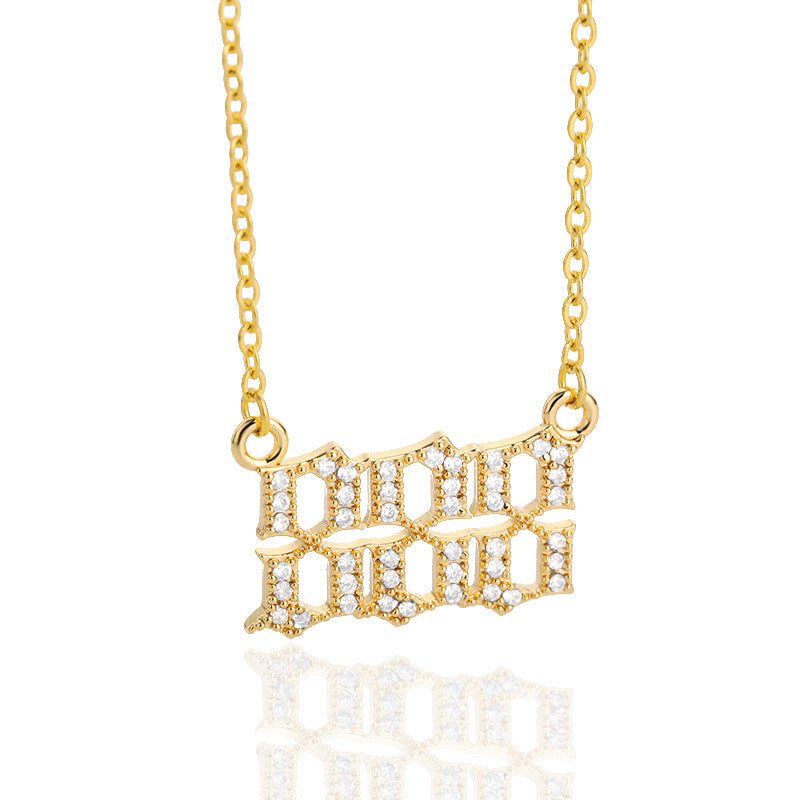 Women's & Men's Digital Angel Zircon Couple Ancient English Necklaces