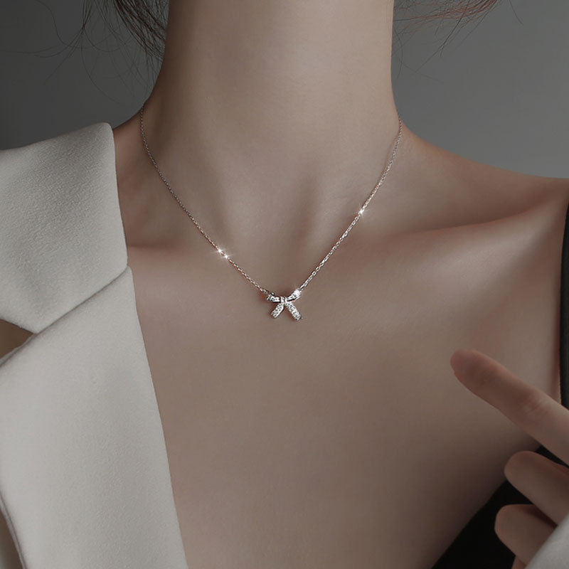 Bow Female Light Luxury Minority Clavicle Necklaces