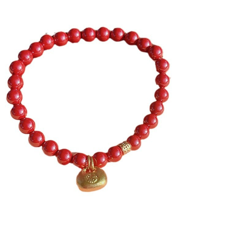 Natural Cinnabar Bag Purple Gold Sand Female Bracelets