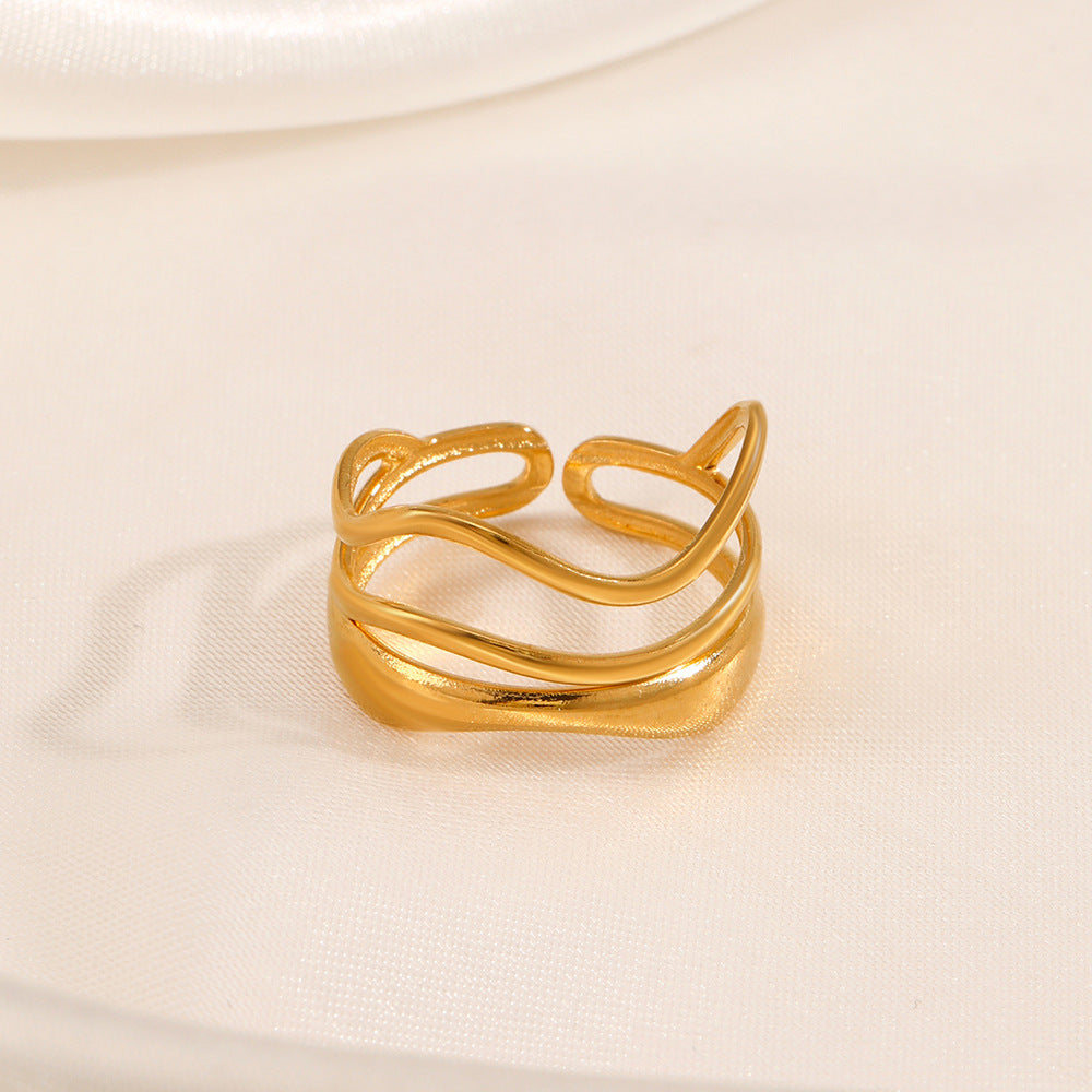 Steel Female Temperamental Popular Gold-plated Line Rings