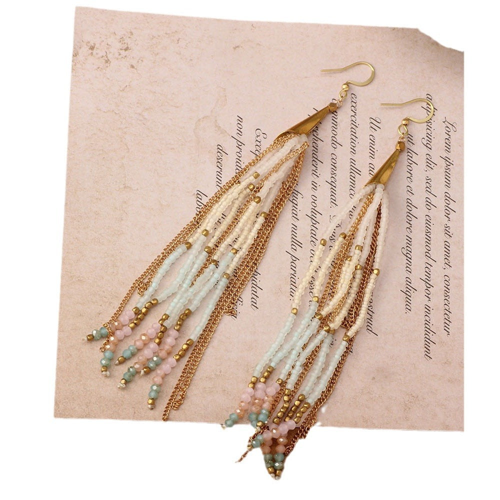 Style Turquoise Tassel Long Fashion Bohemian Earrings