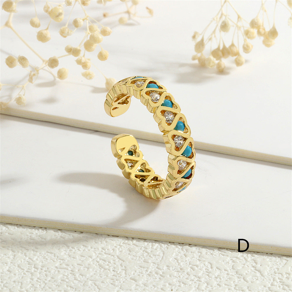 High-grade Copper Gold Heart-shaped Zircon Shape Rings
