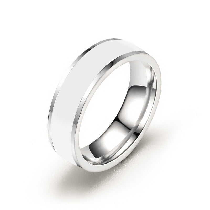 Oil Dripping Simple Black White Epoxy Fashion Trendy Couple Rings