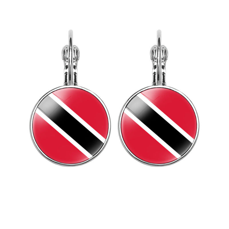 Women's National Flag Pattern Time Stone Eardrops Earrings