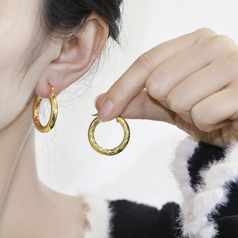 Popular Design Grain Round Geometric Female Earrings