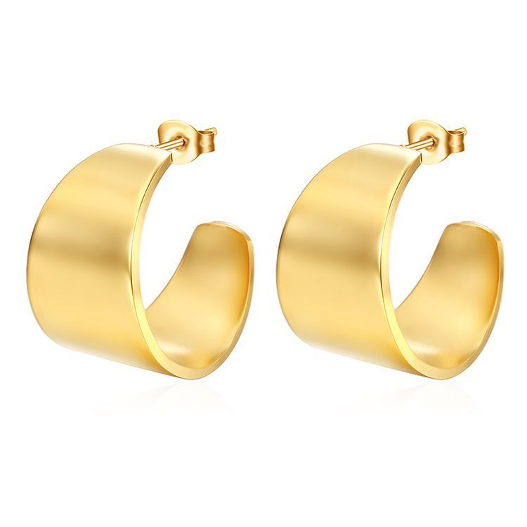 Cold Style Exquisite Glossy Shaped Wide Surface High-grade Earrings