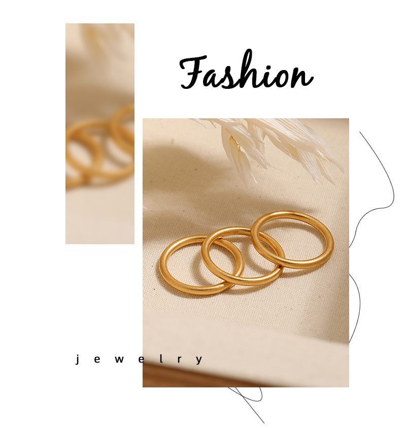 Fashion Ancient Heritage Matte Sandblasting Simple Rings