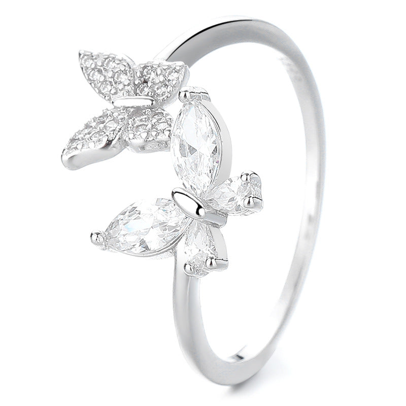 Butterfly Zircon Female Sweet Style Temperament Personality Rings