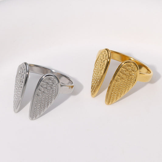 Steel Open Wings Personalized Minority Index Rings