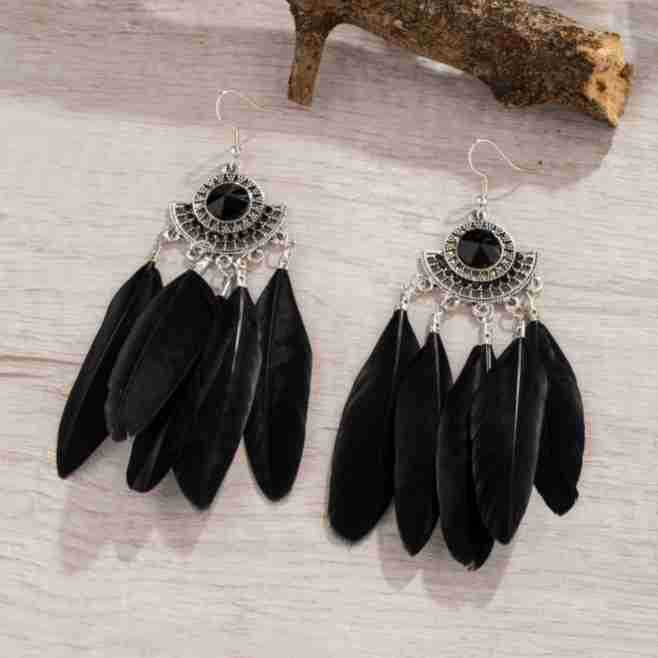 Eardrops Water Drop Feather Jewelry Retro Ethnic Style Earrings