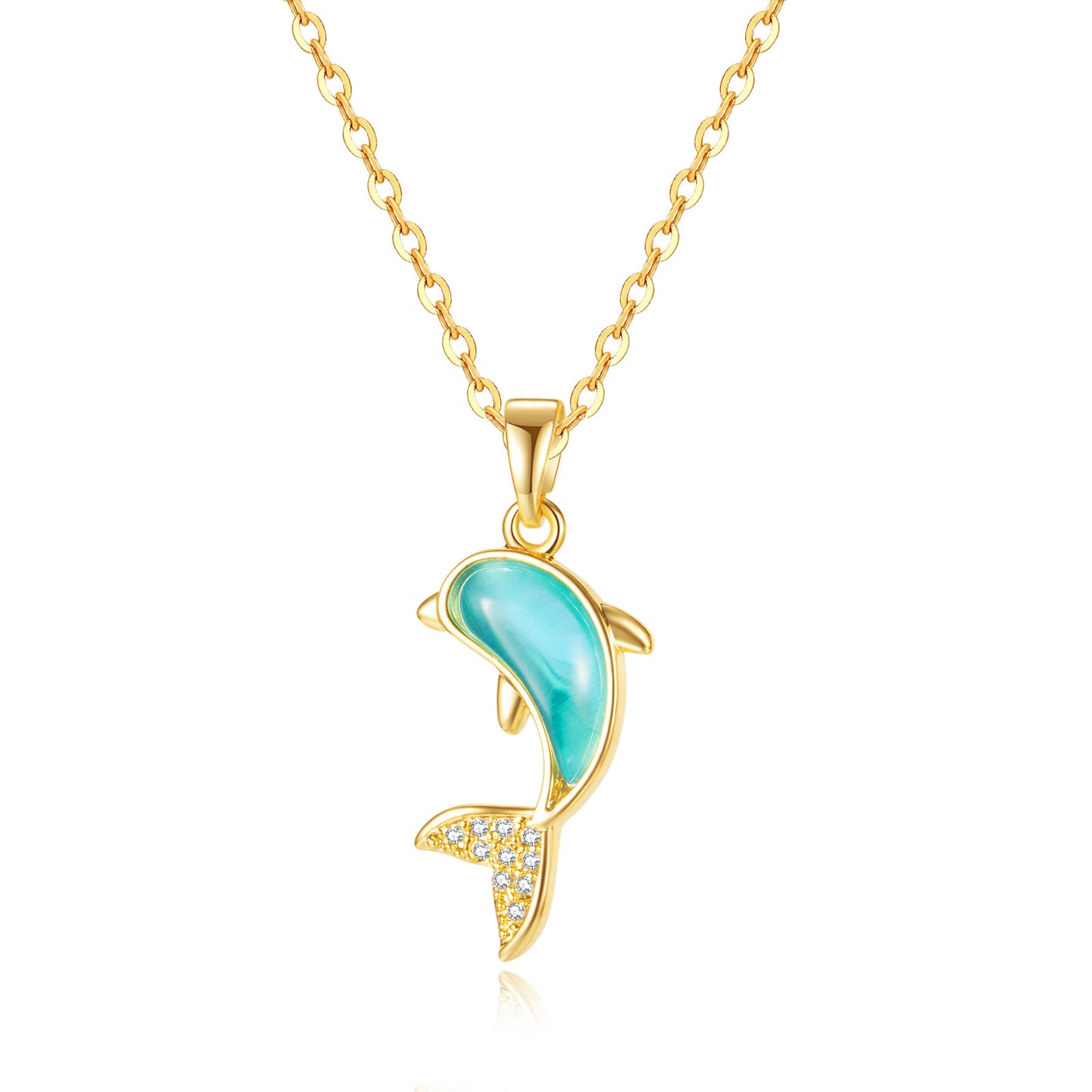 Opal Little Dolphin Female Mori Style Internet Popular Clavicle Necklaces