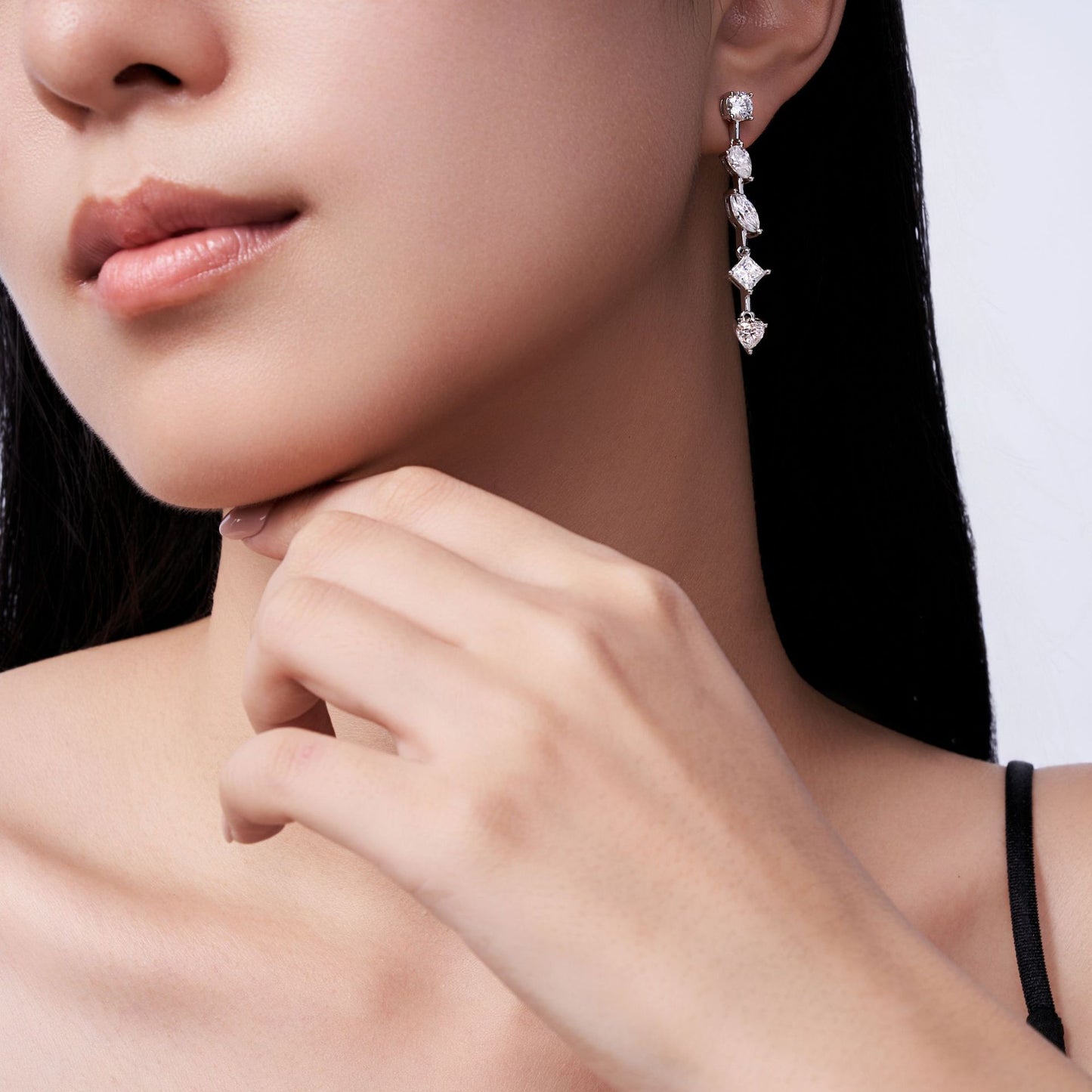 Moissanite Long Delicate Sterling Sier Light Rings