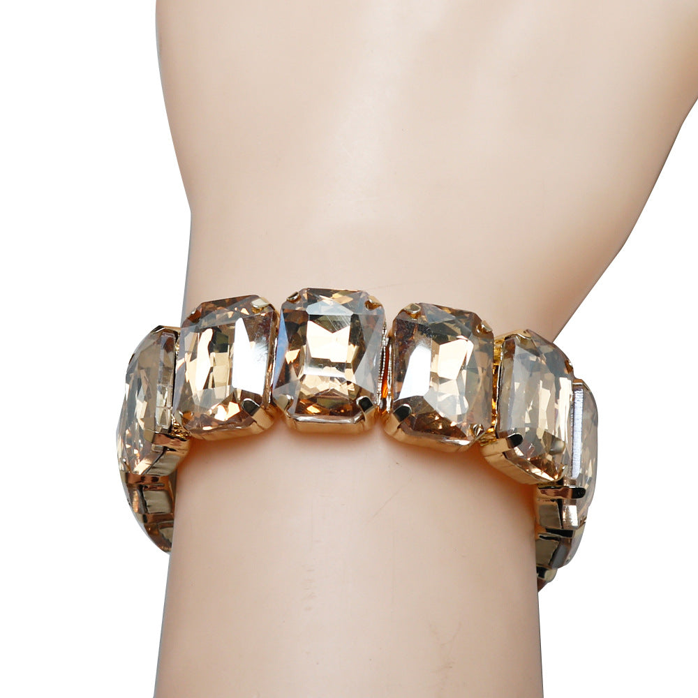 Women's Railway Fashion Geometry Pattern Gem Stretch Bracelets