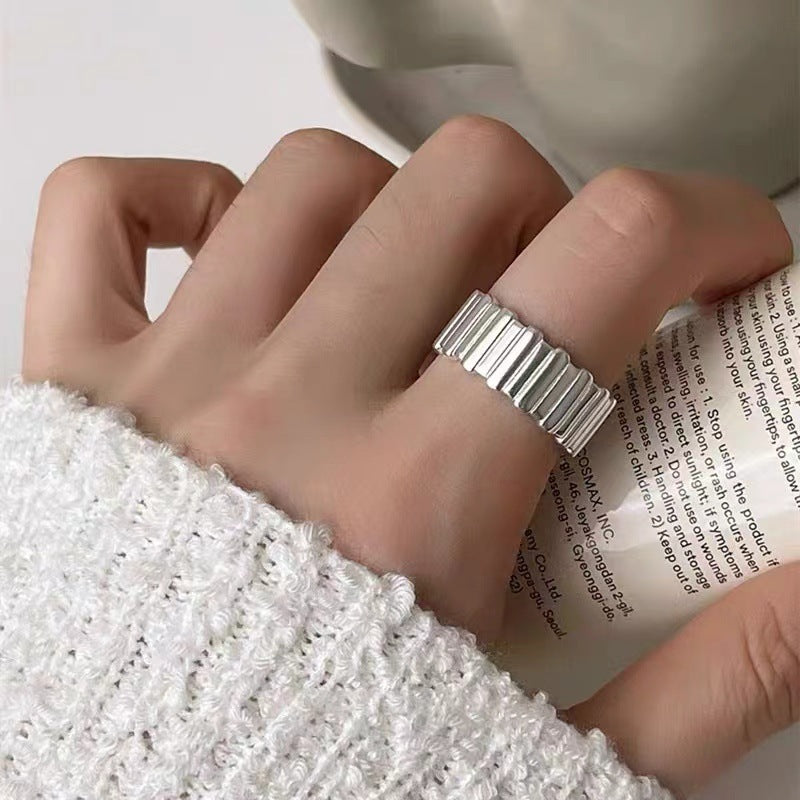 Luxury Simple Black Agate Female Niche Retro Rings