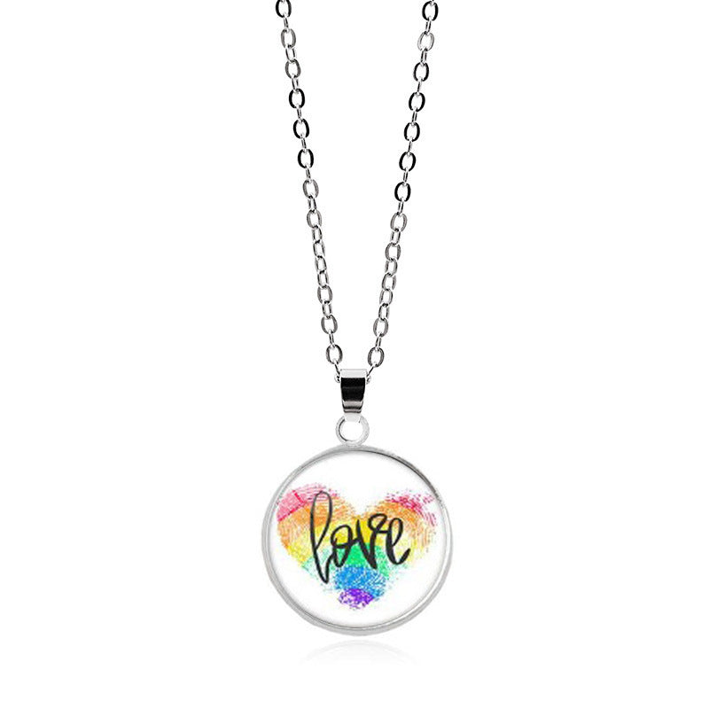 Rainbow Striped Love Female Versatile Gay Necklaces