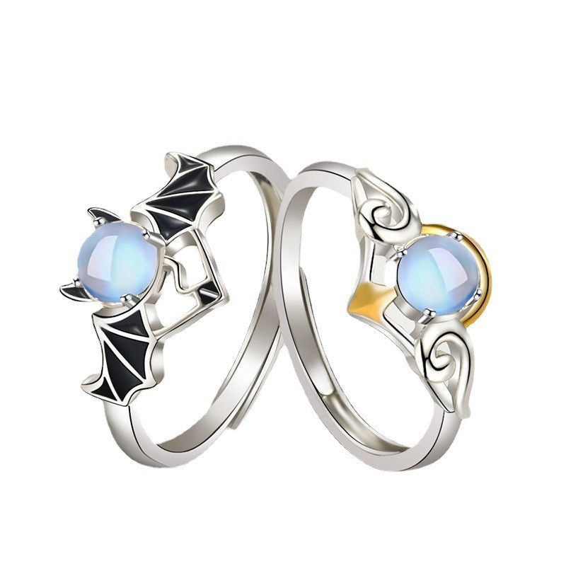 Devil Wings Moonstone Couple Fashion Valentine's Rings