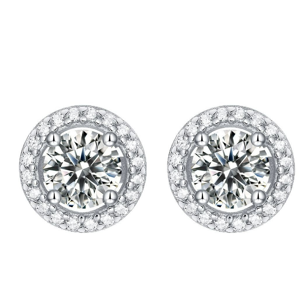 Women's Round Bag Elegant Moissanite Gift Ear Earrings