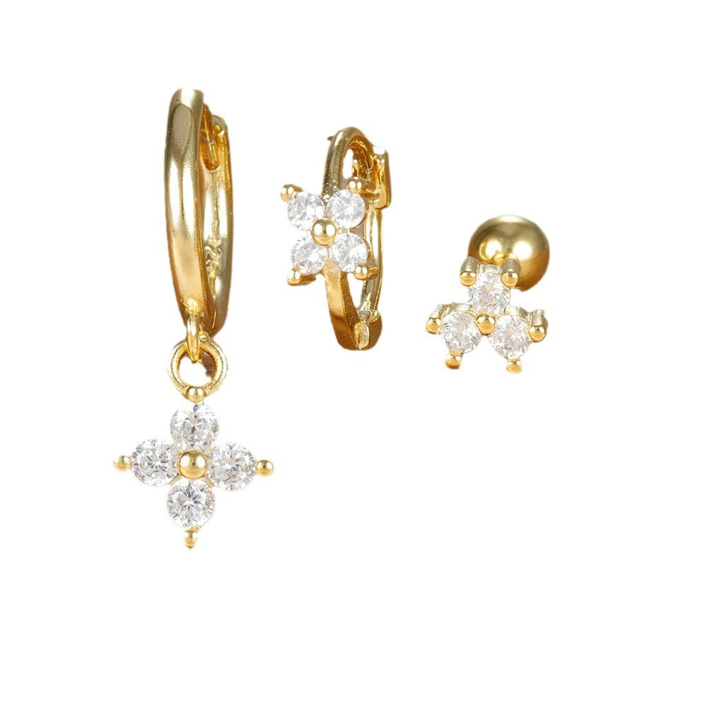 Women's Ear Zircon Star Moon Suit Light Earrings