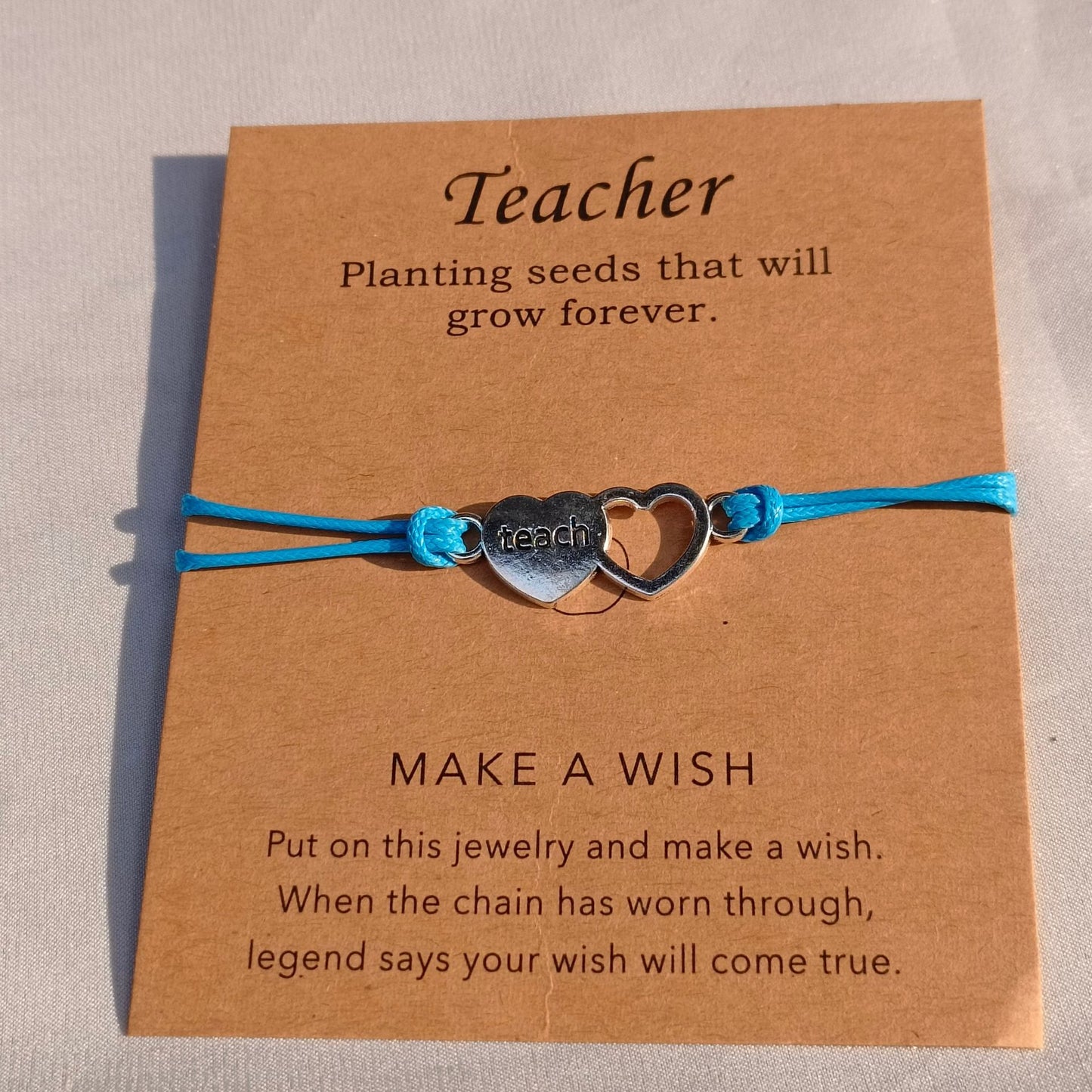 Card Vintage Alloy Teacher Blessing Wrist Bracelets