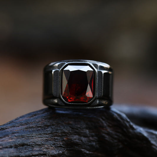Men's Stainless Steel Electroplated Inlaid Jewel Vintage Rings