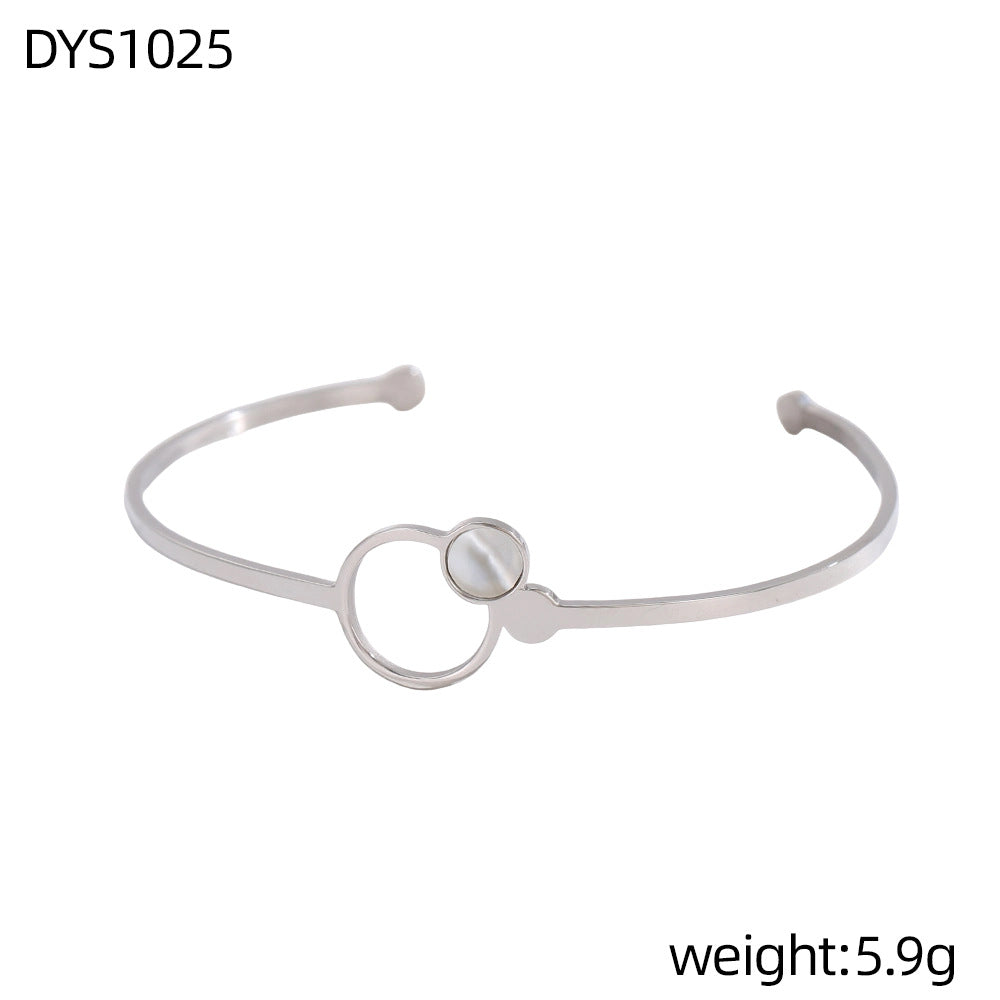Geometric Hollow Metal Feeling Open-ended Stainless Steel Vacuum Electroplating Design Bracelets