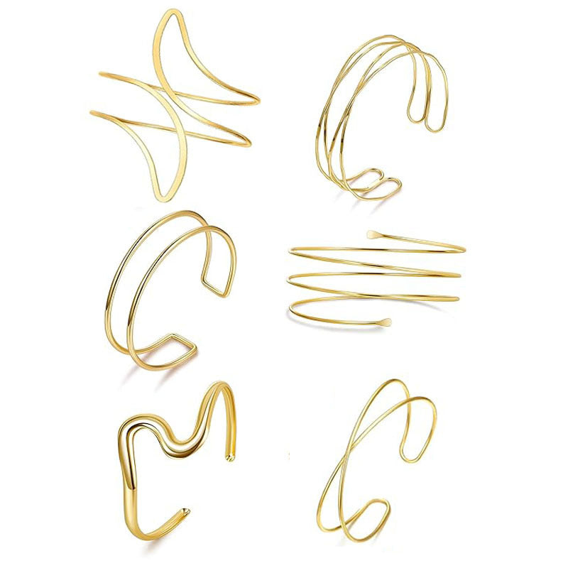 Women's Open Armband Gold Sier Personality Flattening Bracelet