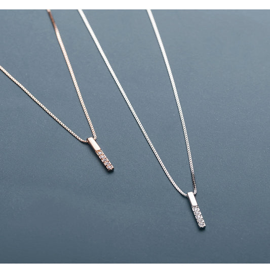 Geometric Vertical Bar Female Zircon Finely Inlaid Simple Necklaces