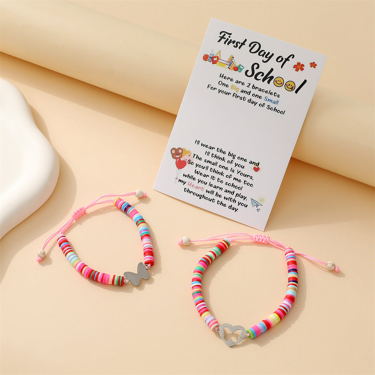 Carrying Strap Hollow Heart Polymer Clay Bracelets