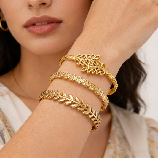 Titanium Steel Fashion Gold-plated Open Wheat Stainless Bracelets