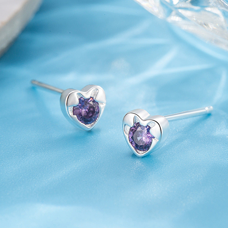 Colorful Heart-shaped Zircon Female Bone Nail Rings