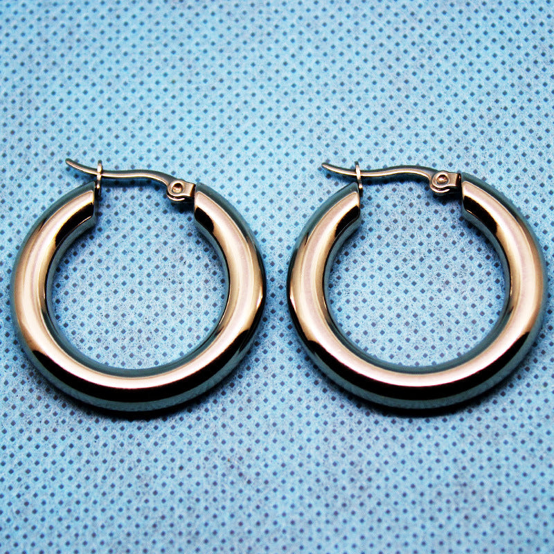 Thickened Heavy Light Surface Circle Solid Earrings