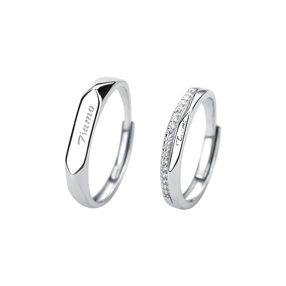 Sier Italian Love You Couple Simple Valentine's Rings