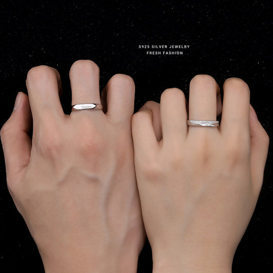 Sier Italian Love You Couple Simple Valentine's Rings