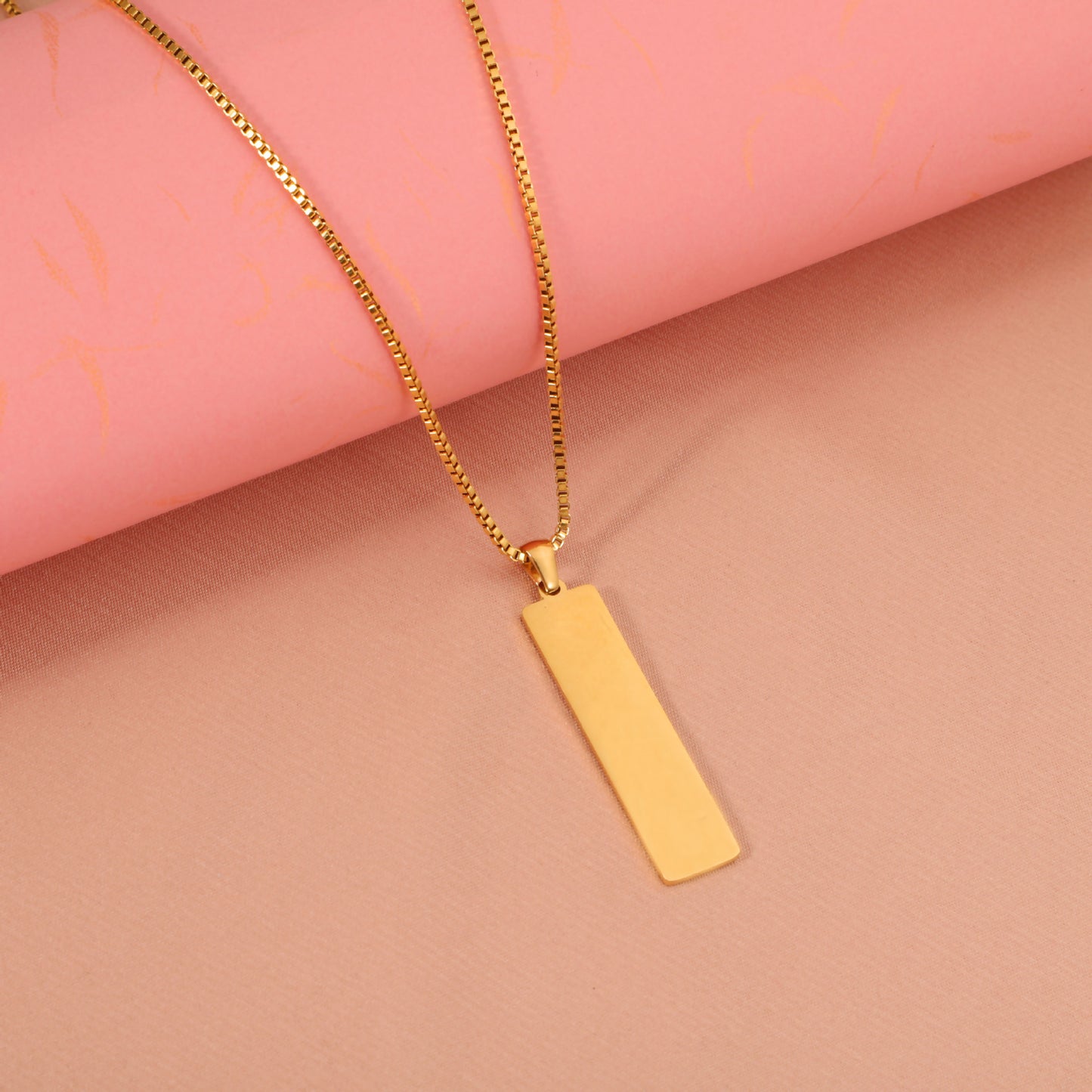 Rectangular Geometric Can Carve Writing Ornament Necklaces