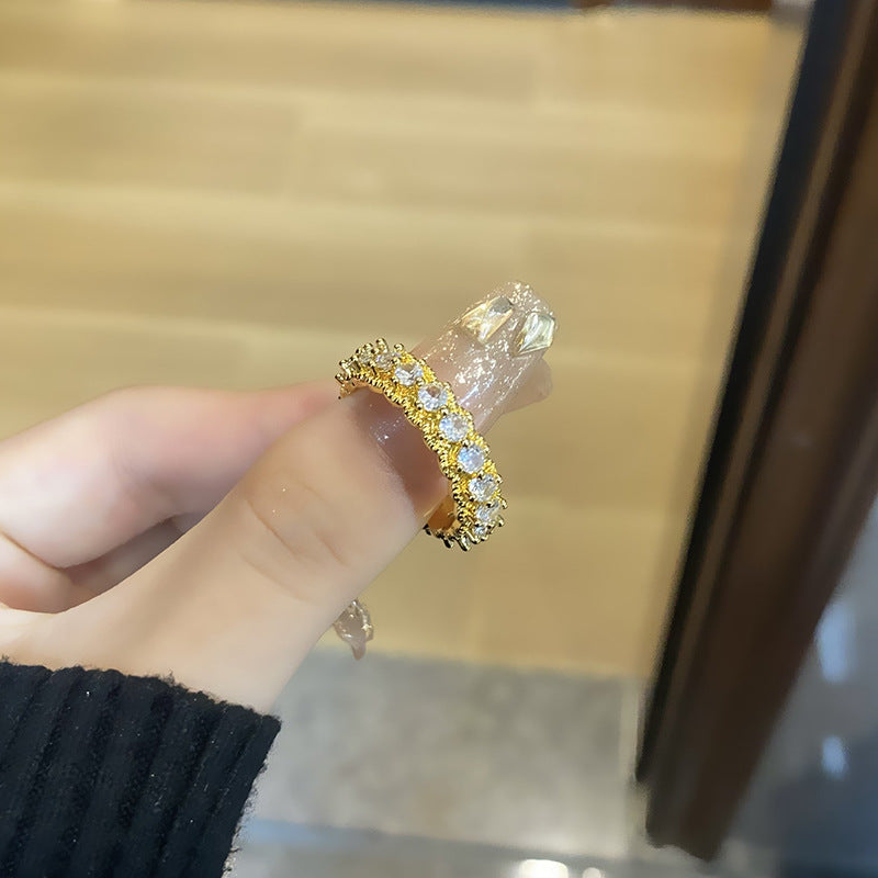 Golden Duplex Cross Micro Setting Light Rings