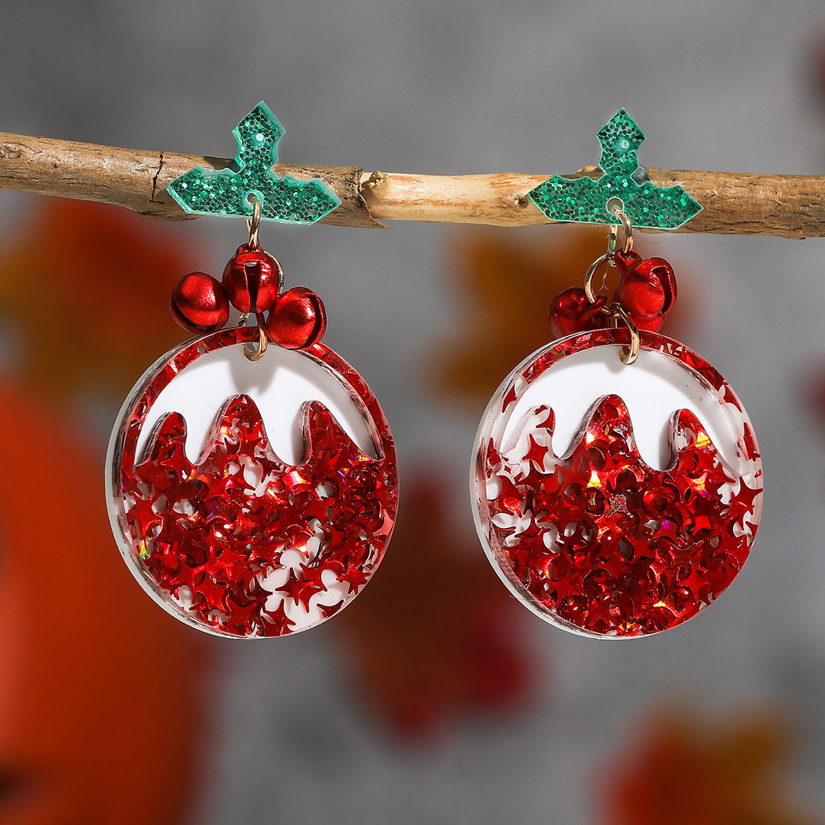 Fashion Sweet Childlike Bell Sequins Tree Earrings