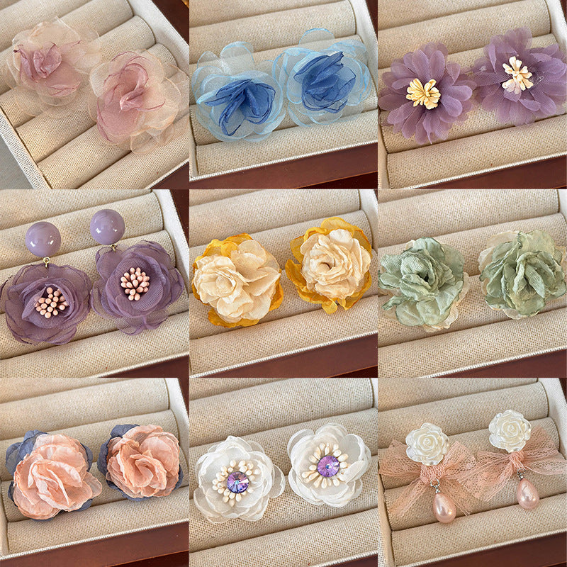 Fresh Net Yarn Flowers Girly Sweet Rings