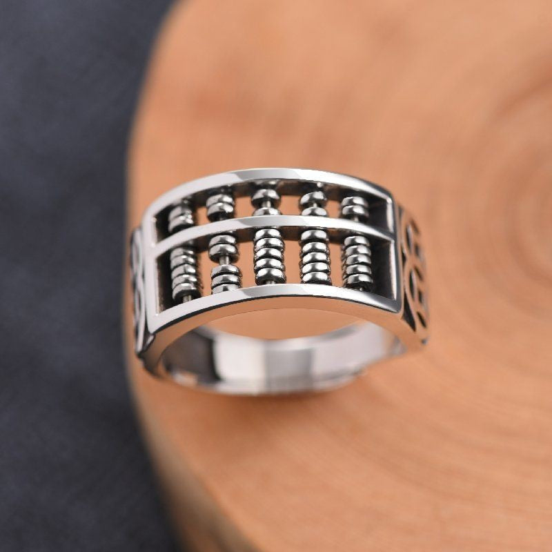 Male Sterling Sier Beads Rotatable Abacus Female Fashion Design Rings