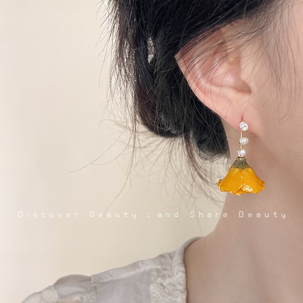 Flower French Retro Natural Dried Special Earrings