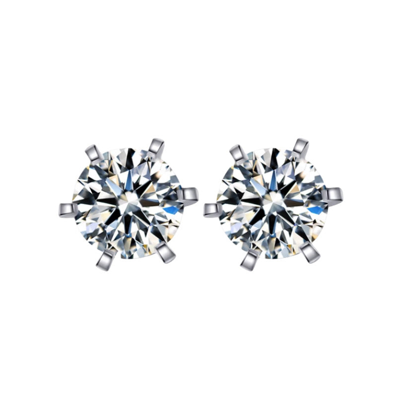 Women's Moissanite Artificial Diamond Luxury Elegant Sier Earrings