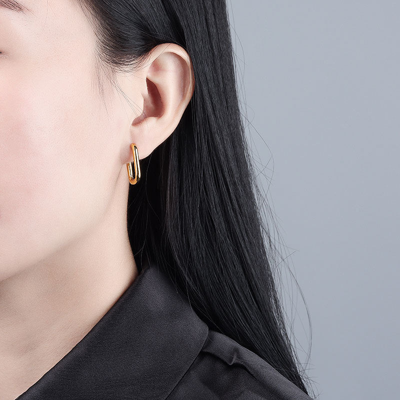 Sterling Sier U-shaped Simple Cold Style Design Sense Geometric Stud Earrings