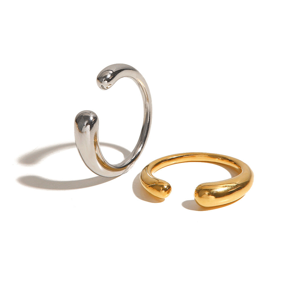 Women's Simple Gold Stainless Steel Open Wind Rings