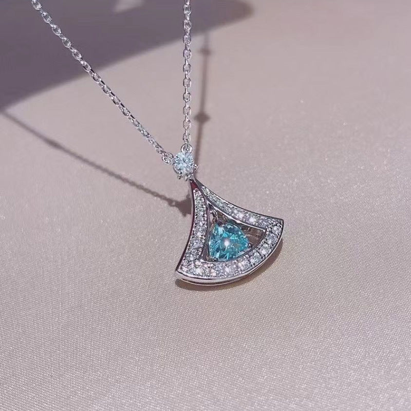 Women's Sier Aquamarine For Light Luxury Minority Design Blue Necklaces