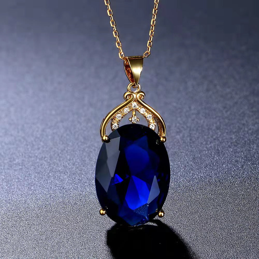 Women's Blue Geometric Fashion Yellow Gold Plated Necklaces