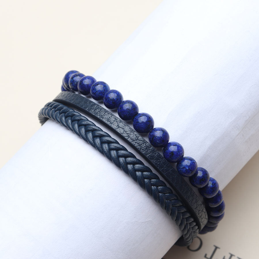 Men's Simple Handmade Woven Leather Hand-woven Volcanic Rock Bracelets