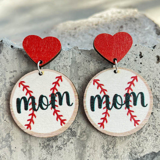 Mother's Day Gift Mom Baseball Football Rugby Earrings